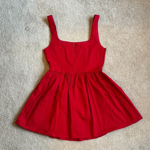 Red twill mini Dress - Picture 2 of 4